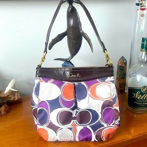 Coach Multicolor Sateen Scarf Print Shoulder Bag